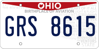 OH license plate GRS8615