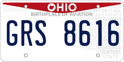 OH license plate GRS8616
