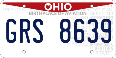 OH license plate GRS8639