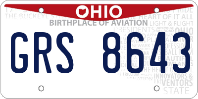 OH license plate GRS8643