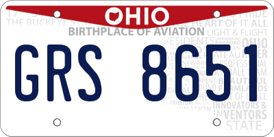 OH license plate GRS8651