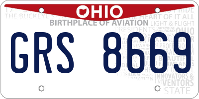 OH license plate GRS8669