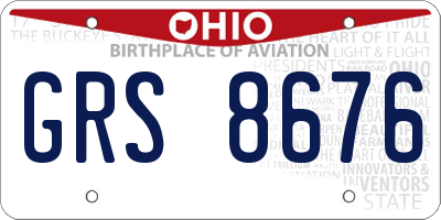 OH license plate GRS8676