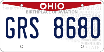 OH license plate GRS8680