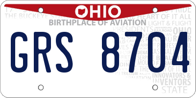 OH license plate GRS8704