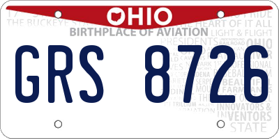 OH license plate GRS8726