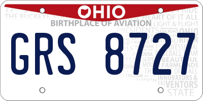 OH license plate GRS8727
