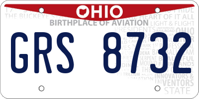 OH license plate GRS8732