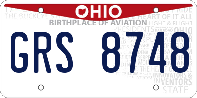 OH license plate GRS8748