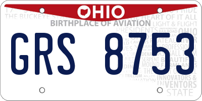 OH license plate GRS8753