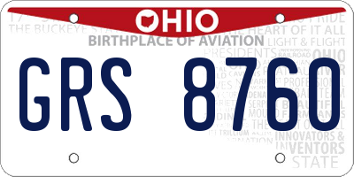 OH license plate GRS8760