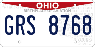 OH license plate GRS8768