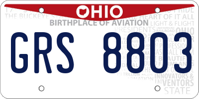 OH license plate GRS8803