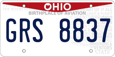 OH license plate GRS8837