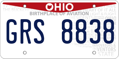 OH license plate GRS8838
