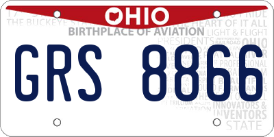 OH license plate GRS8866