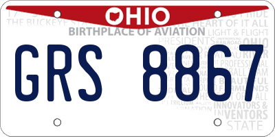 OH license plate GRS8867