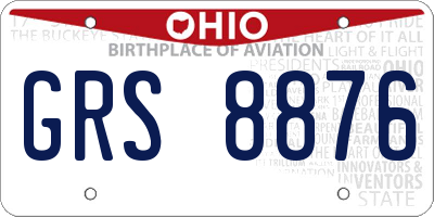 OH license plate GRS8876