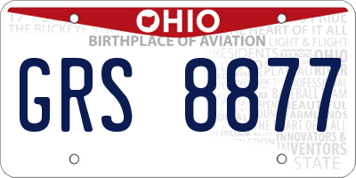 OH license plate GRS8877
