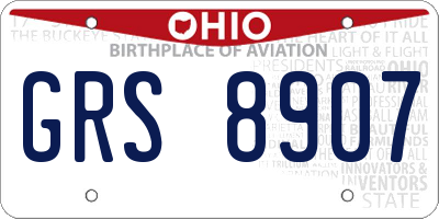 OH license plate GRS8907