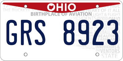 OH license plate GRS8923