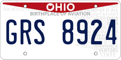 OH license plate GRS8924