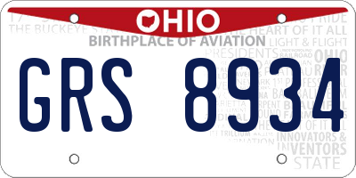 OH license plate GRS8934