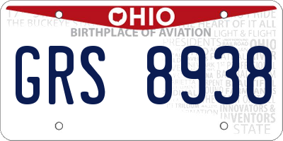 OH license plate GRS8938