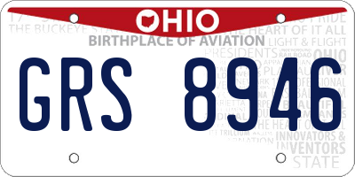 OH license plate GRS8946
