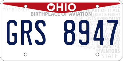 OH license plate GRS8947