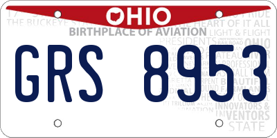 OH license plate GRS8953