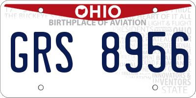 OH license plate GRS8956