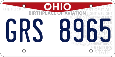 OH license plate GRS8965