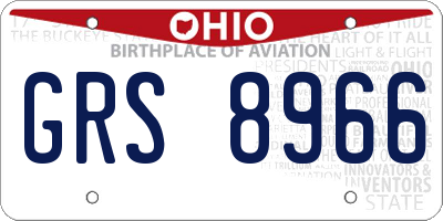 OH license plate GRS8966