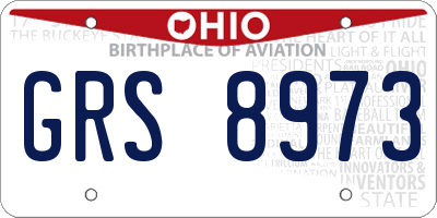 OH license plate GRS8973