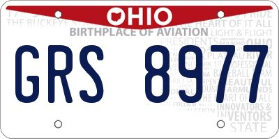 OH license plate GRS8977