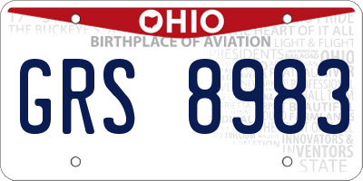 OH license plate GRS8983