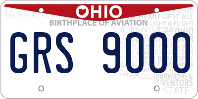 OH license plate GRS9000