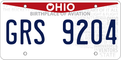 OH license plate GRS9204