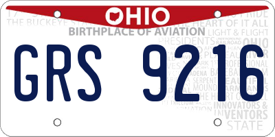 OH license plate GRS9216