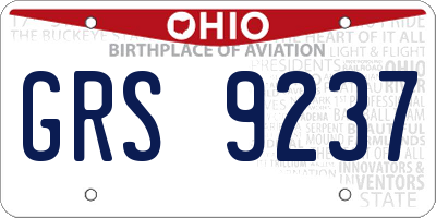 OH license plate GRS9237