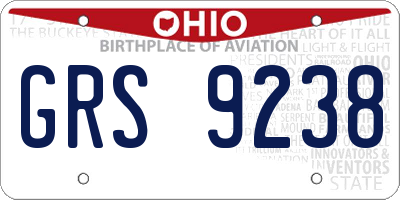 OH license plate GRS9238