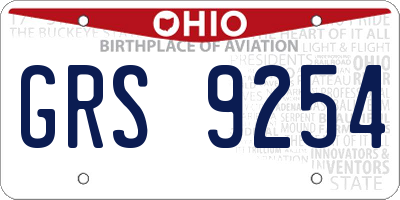OH license plate GRS9254