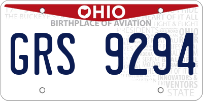 OH license plate GRS9294