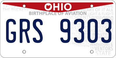 OH license plate GRS9303