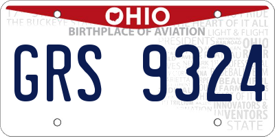 OH license plate GRS9324