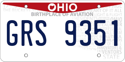 OH license plate GRS9351