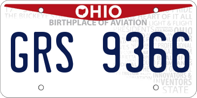 OH license plate GRS9366