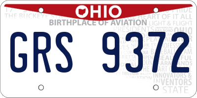 OH license plate GRS9372