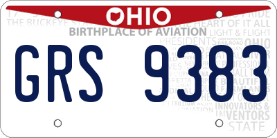 OH license plate GRS9383